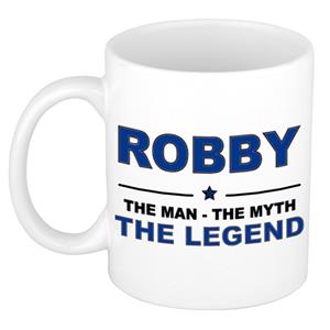 Bellatio Naam cadeau Robby - The man, The myth the legend koffie mok / beker 300 ml - naam/namen mokken - Cadeau voor o.a verjaardag/ vaderdag/ pensioen/ geslaagd/ bedankt