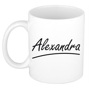 Bellatio Alexandra naam cadeau mok / beker sierlijke letters - Cadeau collega/ moederdag/ verjaardag of persoonlijke voornaam mok werknemers