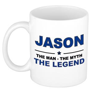 Bellatio Naam cadeau Jason - The man, The myth the legend koffie mok / beker 300 ml - naam/namen mokken - Cadeau voor o.a verjaardag/ vaderdag/ pensioen/ geslaagd/ bedankt