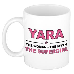 Bellatio Naam cadeau Yara - The woman, The myth the supergirl koffie mok / beker 300 ml - naam/namen mokken - Cadeau voor o.a verjaardag/ moederdag/ pensioen/ geslaagd/ bedankt