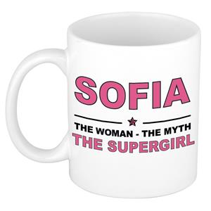 Bellatio Naam cadeau Sofia - The woman, The myth the supergirl koffie mok / beker 300 ml - naam/namen mokken - Cadeau voor o.a verjaardag/ moederdag/ pensioen/ geslaagd/ bedankt