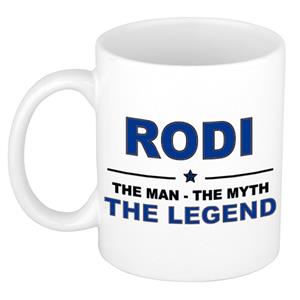 Bellatio Naam cadeau Rodi - The man, The myth the legend koffie mok / beker 300 ml - naam/namen mokken - Cadeau voor o.a verjaardag/ vaderdag/ pensioen/ geslaagd/ bedankt