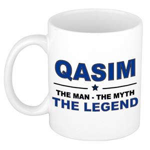 Bellatio Naam cadeau Qasim - The man, The myth the legend koffie mok / beker 300 ml - naam/namen mokken - Cadeau voor o.a verjaardag/ vaderdag/ pensioen/ geslaagd/ bedankt