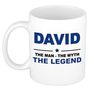 Bellatio Naam cadeau David - The man, The myth the legend koffie mok / beker 300 ml - naam/namen mokken - Cadeau voor o.a verjaardag/ vaderdag/ pensioen/ geslaagd/ bedankt