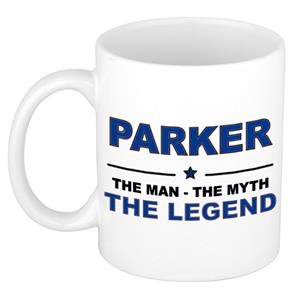 Bellatio Naam cadeau Parker - The man, The myth the legend koffie mok / beker 300 ml - naam/namen mokken - Cadeau voor o.a verjaardag/ vaderdag/ pensioen/ geslaagd/ bedankt