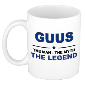 Bellatio Naam cadeau Guus - The man, The myth the legend koffie mok / beker 300 ml - naam/namen mokken - Cadeau voor o.a verjaardag/ vaderdag/ pensioen/ geslaagd/ bedankt