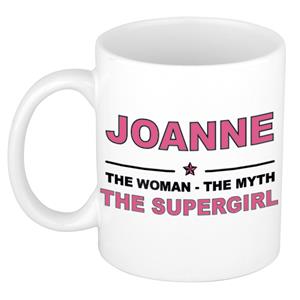 Bellatio Naam cadeau Joanne - The woman, The myth the supergirl koffie mok / beker 300 ml - naam/namen mokken - Cadeau voor o.a verjaardag/ moederdag/ pensioen/ geslaagd/ bedankt