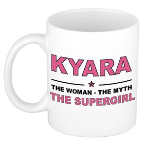 Bellatio Naam cadeau Kyara - The woman, The myth the supergirl koffie mok / beker 300 ml - naam/namen mokken - Cadeau voor o.a verjaardag/ moederdag/ pensioen/ geslaagd/ bedankt