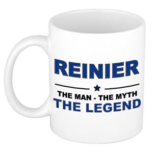 Bellatio Naam cadeau Reinier - The man, The myth the legend koffie mok / beker 300 ml - naam/namen mokken - Cadeau voor o.a verjaardag/ vaderdag/ pensioen/ geslaagd/ bedankt