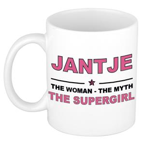 Bellatio Naam cadeau Jantje - The woman, The myth the supergirl koffie mok / beker 300 ml - naam/namen mokken - Cadeau voor o.a verjaardag/ moederdag/ pensioen/ geslaagd/ bedankt