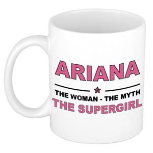 Bellatio Naam cadeau Ariana - The woman, The myth the supergirl koffie mok / beker 300 ml - naam/namen mokken - Cadeau voor o.a verjaardag/ moederdag/ pensioen/ geslaagd/ bedankt