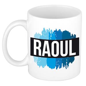 Bellatio Raoul naam cadeau mok / beker met verfstrepen - Cadeau collega/ vaderdag/ verjaardag of als persoonlijke mok werknemers