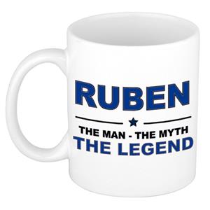 Bellatio Naam cadeau Ruben - The man, The myth the legend koffie mok / beker 300 ml - naam/namen mokken - Cadeau voor o.a verjaardag/ vaderdag/ pensioen/ geslaagd/ bedankt