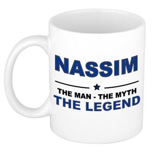 Bellatio Naam cadeau Nassim - The man, The myth the legend koffie mok / beker 300 ml - naam/namen mokken - Cadeau voor o.a verjaardag/ vaderdag/ pensioen/ geslaagd/ bedankt