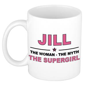 Bellatio Naam cadeau Jill - The woman, The myth the supergirl koffie mok / beker 300 ml - naam/namen mokken - Cadeau voor o.a verjaardag/ moederdag/ pensioen/ geslaagd/ bedankt