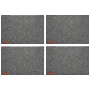 Cepewa 6x stuks rechthoekige placemats met ronde hoeken polyester grijs 30 x 45 cm - Placemats/onderleggers - Tafeldecoratie