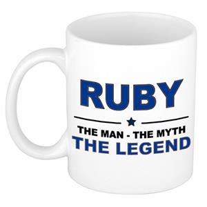 Bellatio Naam cadeau Ruby - The man, The myth the legend koffie mok / beker 300 ml - naam/namen mokken - Cadeau voor o.a verjaardag/ vaderdag/ pensioen/ geslaagd/ bedankt