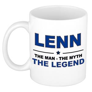 Bellatio Naam cadeau Lenn - The man, The myth the legend koffie mok / beker 300 ml - naam/namen mokken - Cadeau voor o.a verjaardag/ vaderdag/ pensioen/ geslaagd/ bedankt