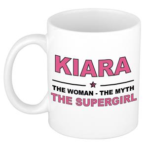 Bellatio Naam cadeau Kiara - The woman, The myth the supergirl koffie mok / beker 300 ml - naam/namen mokken - Cadeau voor o.a verjaardag/ moederdag/ pensioen/ geslaagd/ bedankt