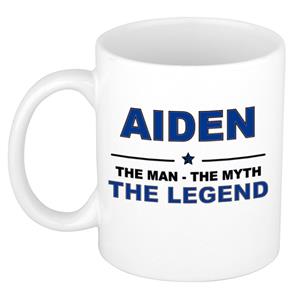 Bellatio Naam cadeau Aiden - The man, The myth the legend koffie mok / beker 300 ml - naam/namen mokken - Cadeau voor o.a verjaardag/ vaderdag/ pensioen/ geslaagd/ bedankt