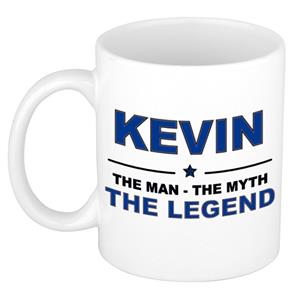 Bellatio Naam cadeau Kevin - The man, The myth the legend koffie mok / beker 300 ml - naam/namen mokken - Cadeau voor o.a verjaardag/ vaderdag/ pensioen/ geslaagd/ bedankt