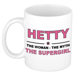 Bellatio Naam cadeau Hetty - The woman, The myth the supergirl koffie mok / beker 300 ml - naam/namen mokken - Cadeau voor o.a verjaardag/ moederdag/ pensioen/ geslaagd/ bedankt