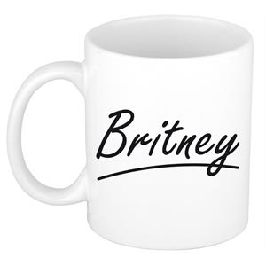 Bellatio Britney naam cadeau mok / beker sierlijke letters - Cadeau collega/ moederdag/ verjaardag of persoonlijke voornaam mok werknemers