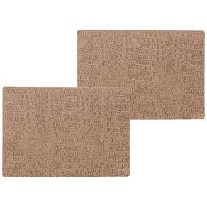 Wicotex 2x stuks stevige luxe Tafel placemats Coko beige 30 x 43 cm - Met anti slip laag en Pu coating toplaag