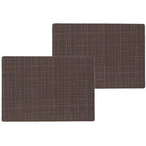 Wicotex 2x stuks stevige luxe Tafel placemats Liso bruin 30 x 43 cm - Met anti slip laag en Teflon coating toplaag