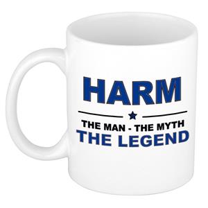 Bellatio Naam cadeau Harm - The man, The myth the legend koffie mok / beker 300 ml - naam/namen mokken - Cadeau voor o.a verjaardag/ vaderdag/ pensioen/ geslaagd/ bedankt