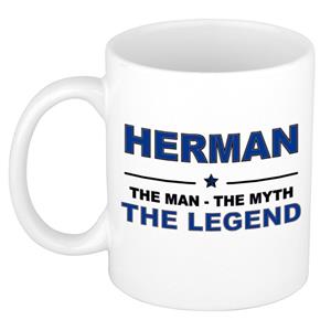 Bellatio Naam cadeau Herman - The man, The myth the legend koffie mok / beker 300 ml - naam/namen mokken - Cadeau voor o.a verjaardag/ vaderdag/ pensioen/ geslaagd/ bedankt