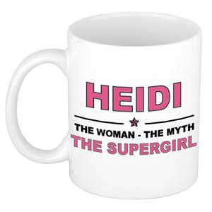 Bellatio Naam cadeau Heidi - The woman, The myth the supergirl koffie mok / beker 300 ml - naam/namen mokken - Cadeau voor o.a verjaardag/ moederdag/ pensioen/ geslaagd/ bedankt