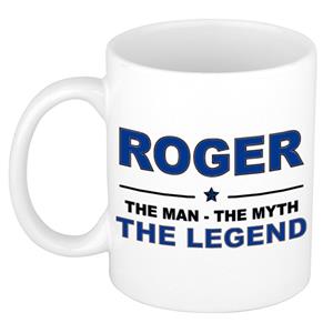 Bellatio Naam cadeau Roger - The man, The myth the legend koffie mok / beker 300 ml - naam/namen mokken - Cadeau voor o.a verjaardag/ vaderdag/ pensioen/ geslaagd/ bedankt