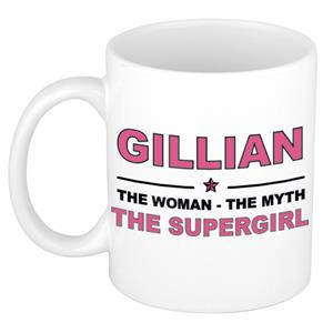 Bellatio Naam cadeau Gillian - The woman, The myth the supergirl koffie mok / beker 300 ml - naam/namen mokken - Cadeau voor o.a verjaardag/ moederdag/ pensioen/ geslaagd/ bedankt