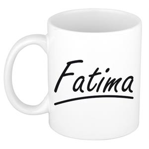 Bellatio Fatima naam cadeau mok / beker sierlijke letters - Cadeau collega/ moederdag/ verjaardag of persoonlijke voornaam mok werknemers