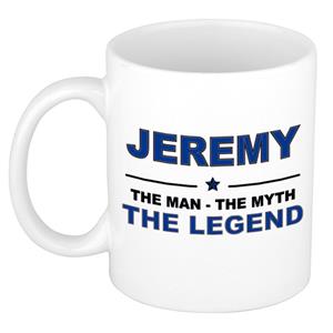 Bellatio Naam cadeau Jeremy - The man, The myth the legend koffie mok / beker 300 ml - naam/namen mokken - Cadeau voor o.a verjaardag/ vaderdag/ pensioen/ geslaagd/ bedankt