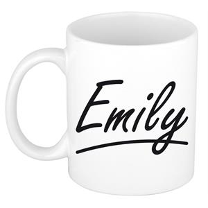 Bellatio Emily naam cadeau mok / beker sierlijke letters - Cadeau collega/ moederdag/ verjaardag of persoonlijke voornaam mok werknemers