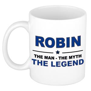 Bellatio Naam cadeau Robin - The man, The myth the legend koffie mok / beker 300 ml - naam/namen mokken - Cadeau voor o.a verjaardag/ vaderdag/ pensioen/ geslaagd/ bedankt