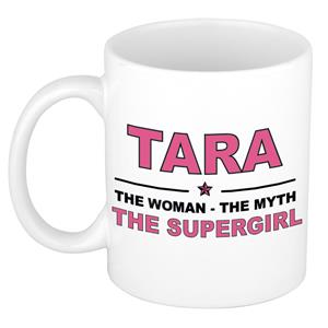 Bellatio Naam cadeau Tara - The woman, The myth the supergirl koffie mok / beker 300 ml - naam/namen mokken - Cadeau voor o.a verjaardag/ moederdag/ pensioen/ geslaagd/ bedankt