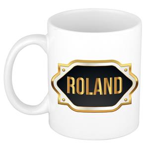 Bellatio Roland naam cadeau mok / beker met gouden embleem - kado verjaardag/ vaderdag/ pensioen/ geslaagd/ bedankt