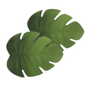 Secret de Gourmet Set van 6x stuks placemats blad groen vinyl 47 x cm -