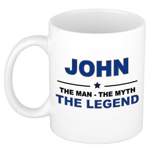 Bellatio Naam cadeau John - The man, The myth the legend koffie mok / beker 300 ml - naam/namen mokken - Cadeau voor o.a verjaardag/ vaderdag/ pensioen/ geslaagd/ bedankt