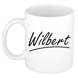 Bellatio Wilbert naam cadeau mok / beker met sierlijke letters - Cadeau collega/ vaderdag/ verjaardag of persoonlijke voornaam mok werknemers