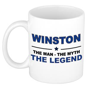 Bellatio Naam cadeau Winston - The man, The myth the legend koffie mok / beker 300 ml - naam/namen mokken - Cadeau voor o.a verjaardag/ vaderdag/ pensioen/ geslaagd/ bedankt