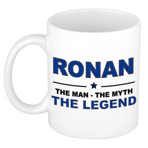 Bellatio Naam cadeau Ronan - The man, The myth the legend koffie mok / beker 300 ml - naam/namen mokken - Cadeau voor o.a verjaardag/ vaderdag/ pensioen/ geslaagd/ bedankt