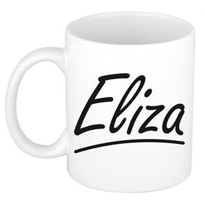 Bellatio Eliza naam cadeau mok / beker sierlijke letters - Cadeau collega/ moederdag/ verjaardag of persoonlijke voornaam mok werknemers