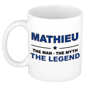 Bellatio Naam cadeau Mathieu - The man, The myth the legend koffie mok / beker 300 ml - naam/namen mokken - Cadeau voor o.a verjaardag/ vaderdag/ pensioen/ geslaagd/ bedankt