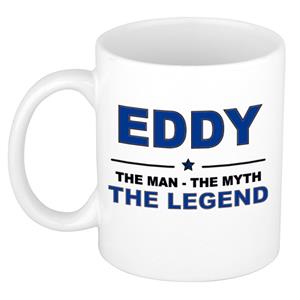 Bellatio Naam cadeau Eddy - The man, The myth the legend koffie mok / beker 300 ml - naam/namen mokken - Cadeau voor o.a verjaardag/ vaderdag/ pensioen/ geslaagd/ bedankt