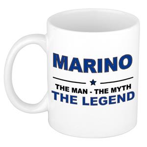 Bellatio Naam cadeau Marino - The man, The myth the legend koffie mok / beker 300 ml - naam/namen mokken - Cadeau voor o.a verjaardag/ vaderdag/ pensioen/ geslaagd/ bedankt