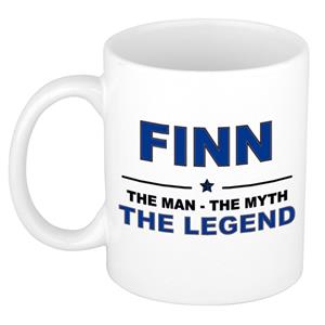 Bellatio Naam cadeau Finn - The man, The myth the legend koffie mok / beker 300 ml - naam/namen mokken - Cadeau voor o.a verjaardag/ vaderdag/ pensioen/ geslaagd/ bedankt